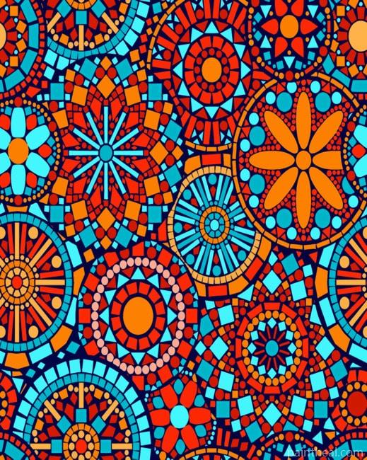 Aesthetic Orange And Blue Mandala Painting By Numbers Kits