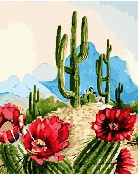 Desert cactus flowers painting by numbers kits
