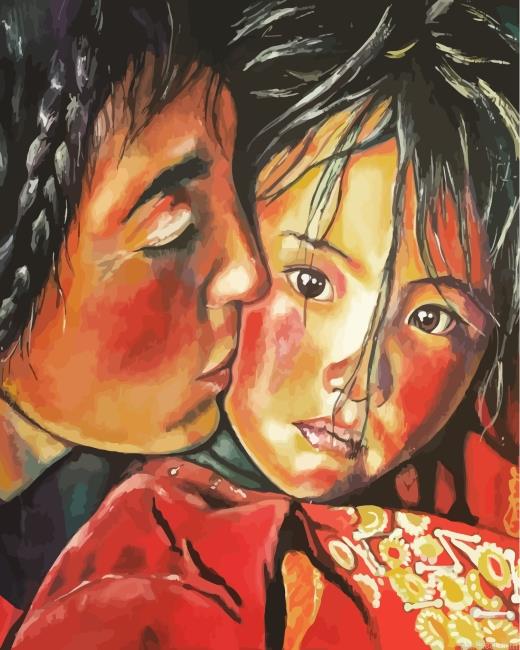 Aesthetic tibetan woman and daughter painting by numbers.jpeg