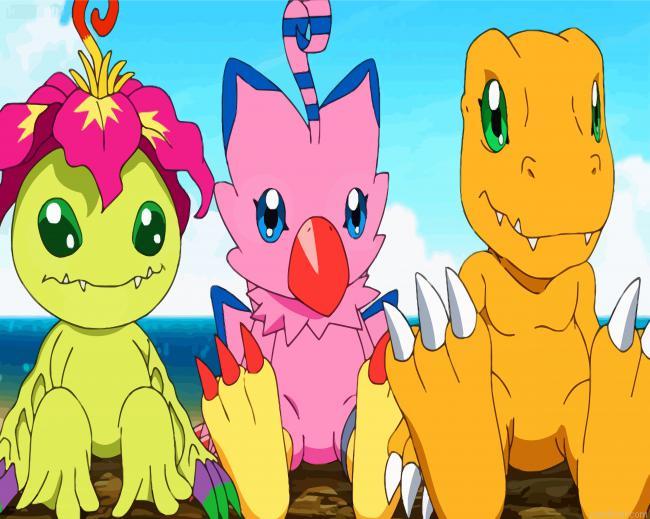 Agumon biyomon and palmon painting by numbers.jpeg