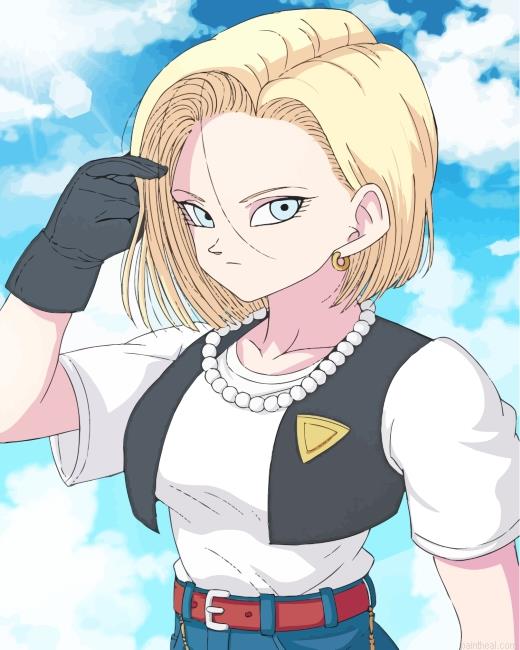 Android 18 anime girl painting by numbers.jpeg