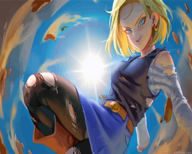 Android 18 dragon ball z art painting by numbers.jpeg