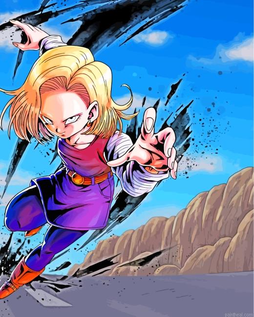 Android 18 dragon ball z painting by numbers.jpeg