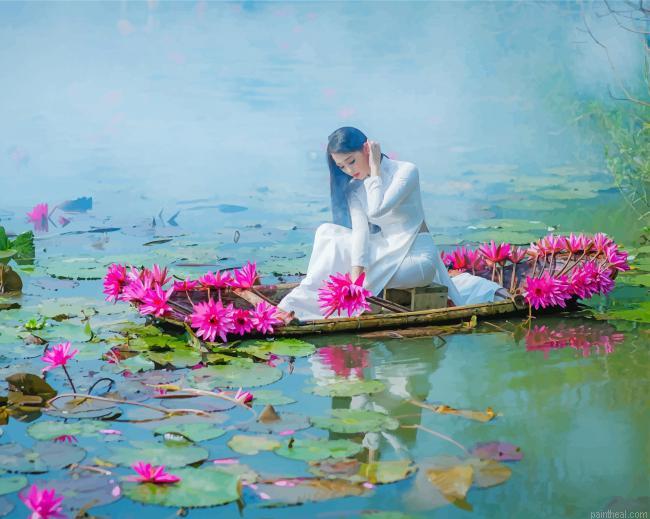 Asian woman on a boat painting by numbers.jpeg