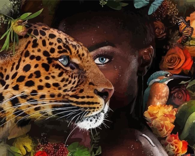 Black african woman and leopard painting by numbers.jpeg