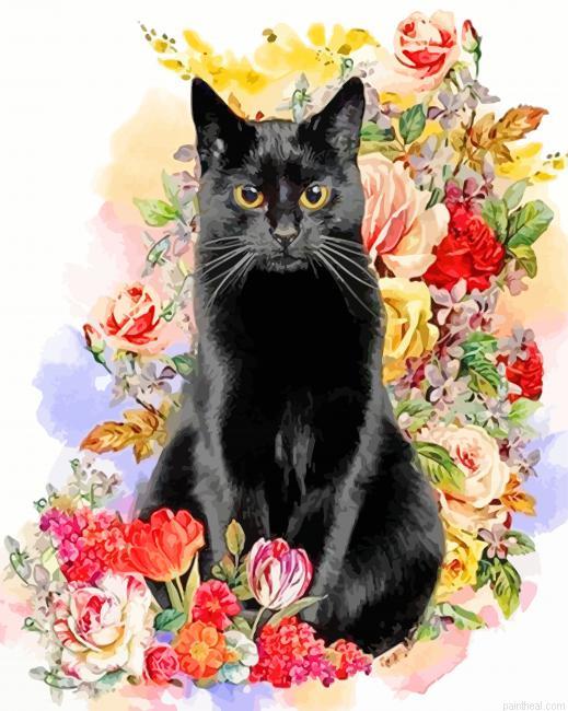 Black cat and flowers painting by numbers.jpeg