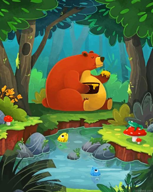 Brown bear eating honey painting by numbers.jpeg