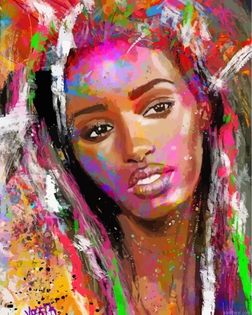 Colorful black woman painting by numbers.jpeg