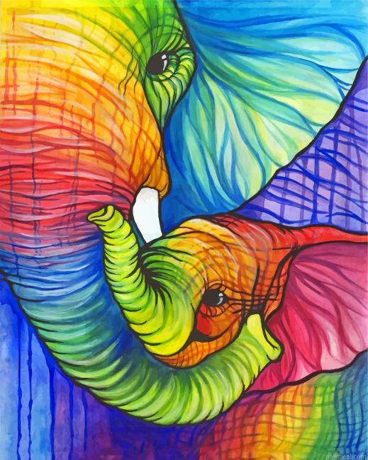 Colorful elephant and calf painting by numbers.jpeg