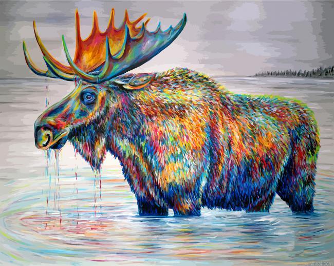 Colorful moose in pond painting by numbers.jpeg
