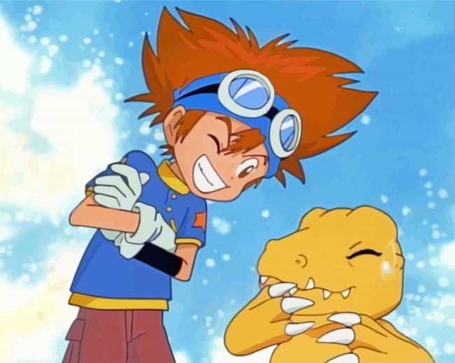 Digimon tai kamiya and agumon painting by numbers.jpeg