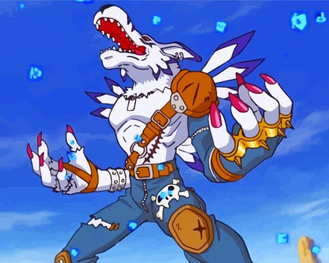Digimon weregarurumon howls painting by numbers.jpeg