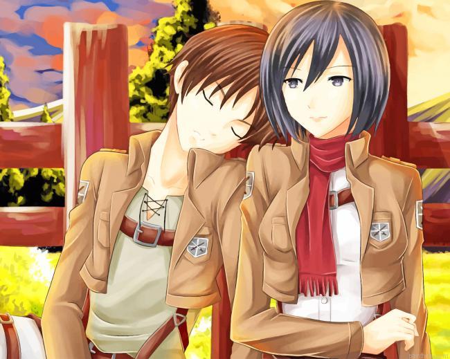 Eren yeager and mikasa ackerman painting by numbers.jpeg