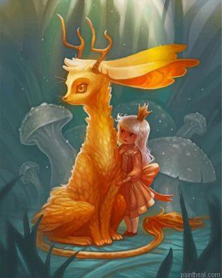Jackalope and a little girl painting by numbers.jpeg
