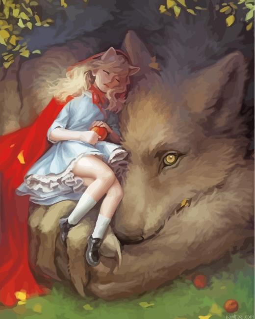 Little girl with wolf painting by numbers.jpeg