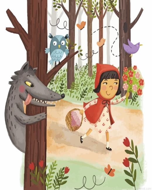 Little red riding hood in forest painting by numbers.jpeg