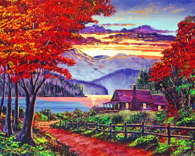 Lonely cabin by lake painting by numbers.jpeg