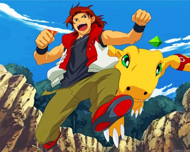 Masaru and agumon digimon painting by numbers.jpeg