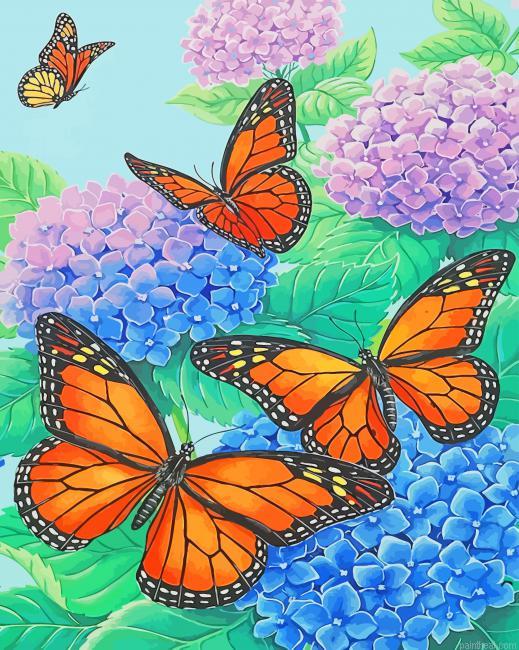 Monarch butterflies and blue flowers painting by numbers.jpeg