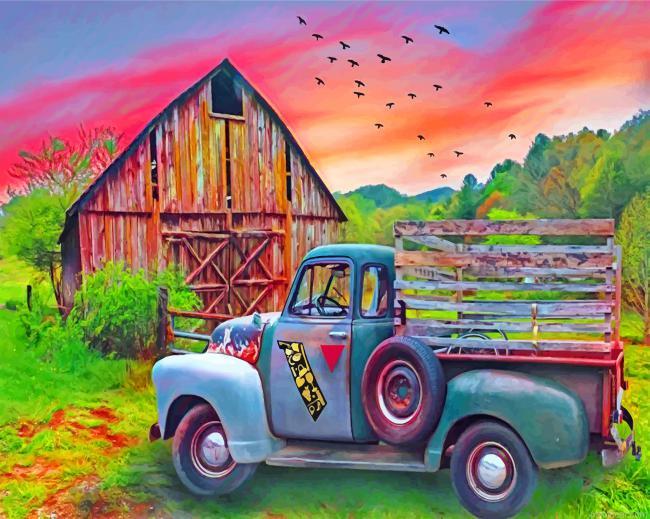 Old truck and barn painting by numbers.jpeg