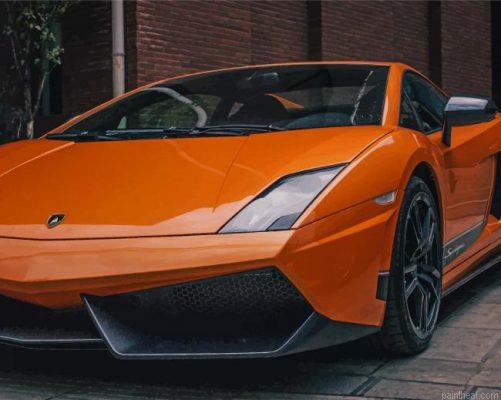 Orange lamborghini car painting by numbers.jpeg