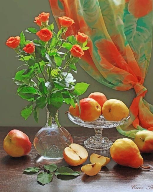 Orange roses and pear painting by numbers.jpeg
