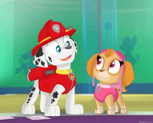 Paw patrol skye and marshall painting by numbers.jpeg
