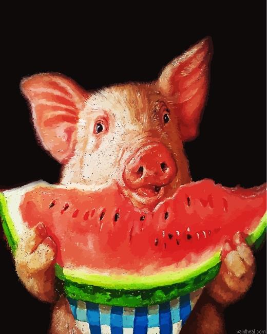 Pig eating watermelon painting by numbers.jpeg