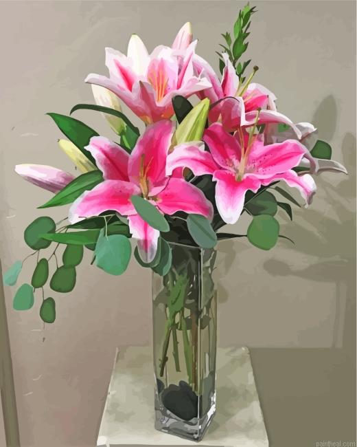 Pink lilies in vase painting by numbers.jpeg
