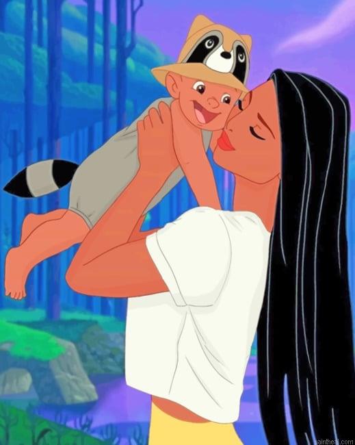 Pocahontas and baby painting by numbers.jpeg