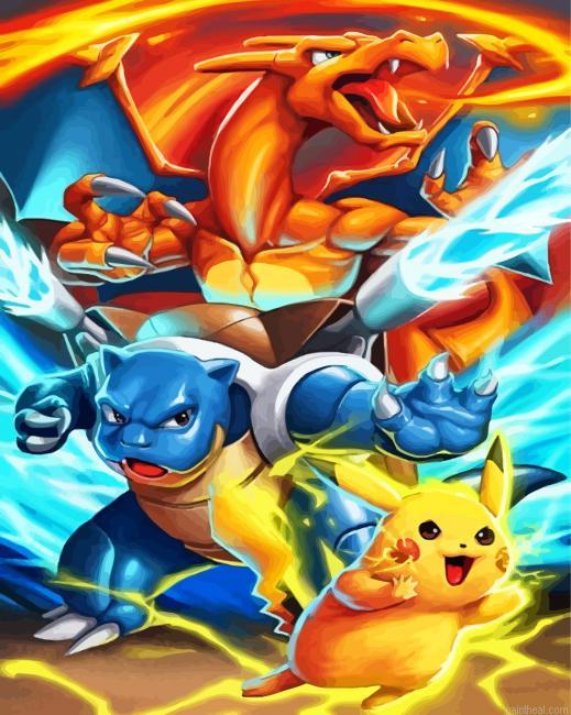 Pokemon pikachu and charizard painting by numbers.jpeg