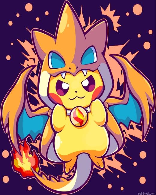 Pokemon pikachu charizard painting by numbers.jpeg
