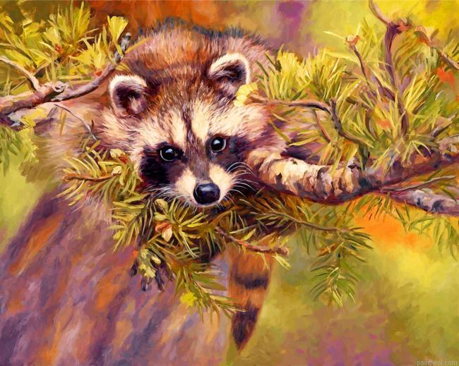 Raccoon on tree painting by numbers.jpeg