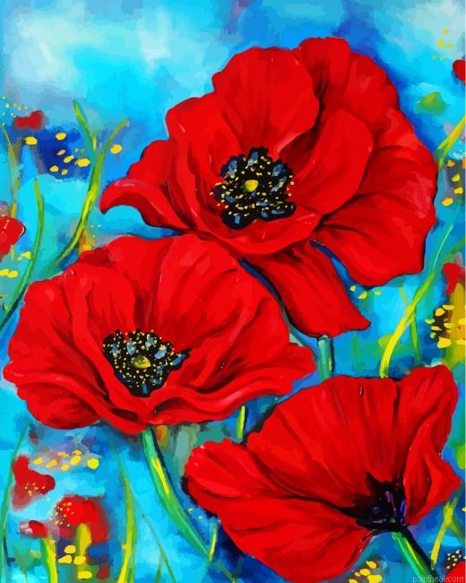 Red poppies flowers painting by numbers.jpeg