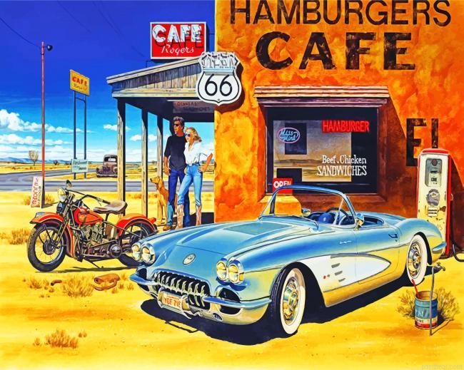 Route 66 vintage travel painting by numbers.jpeg