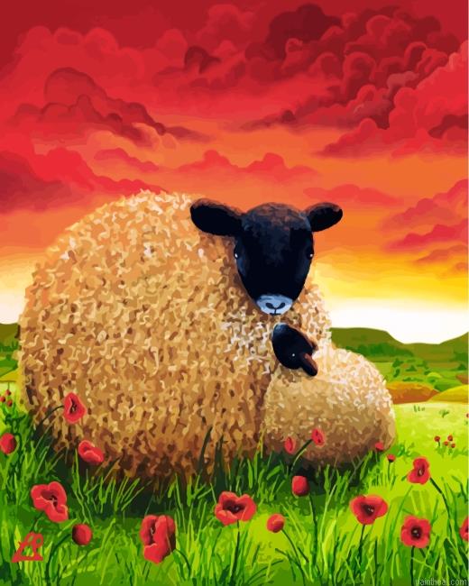 Sheep in poppy field painting by numbers.jpeg
