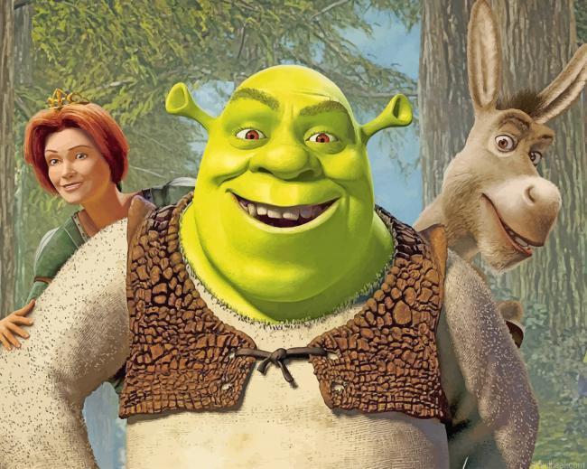 Shrek donkey and fiona painting by numbers.jpeg