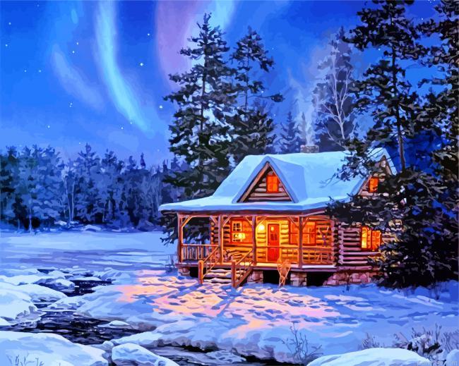 Snow winter cottage painting by numbers.jpeg