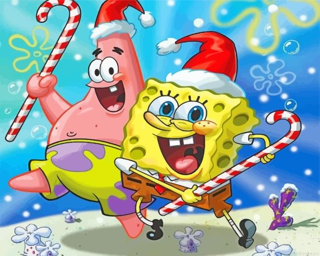 Spongbob and patrick christmas painting by numbers.jpeg