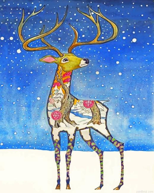 Stag enjoying the snow painting by numbers.jpeg