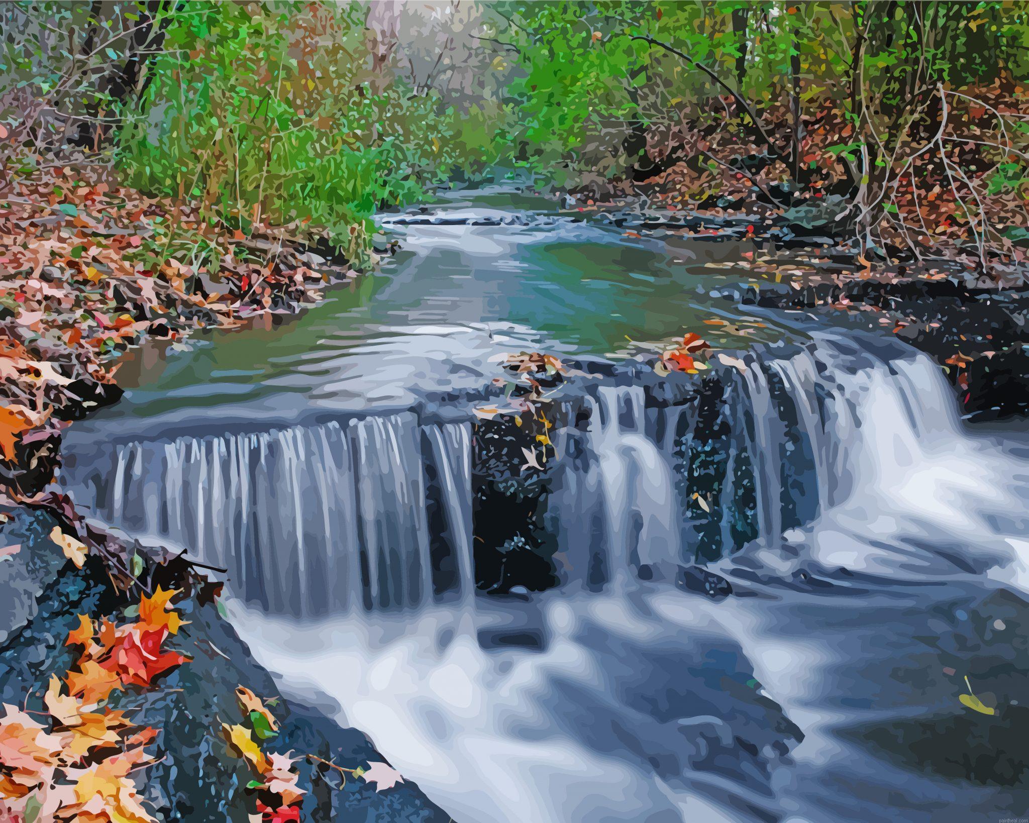 Stream waterfall nature painting by numbers.jpeg