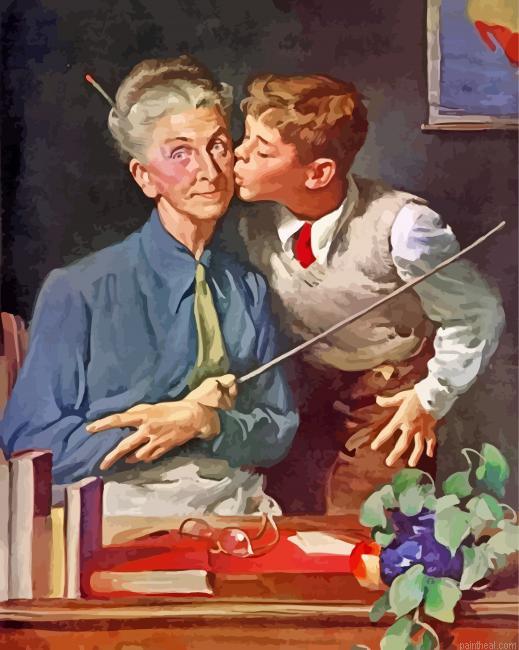 Student kissing his teacher painting by numbers.jpeg