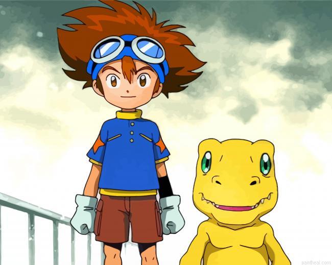 Tai kamiya and agumon characters painting by numbers.jpeg