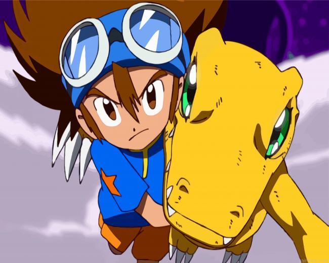 Tai kamiya and agumon digimon painting by numbers.jpeg