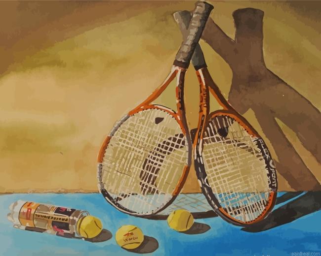 Tennis game rackets and balls painting by numbers.jpeg