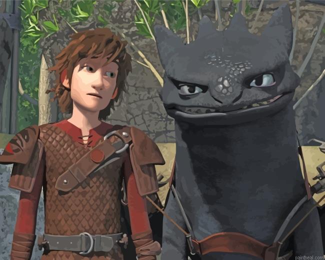 Toothless dragon and hiccup painting by numbers.jpeg