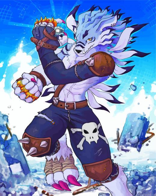 Weregarurumon anime character painting by numbers.jpeg