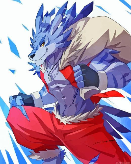 Weregarurumon digimon art painting by numbers.jpeg