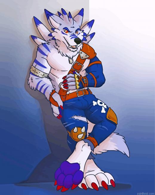 Weregarurumon digimon painting by numbers.jpeg