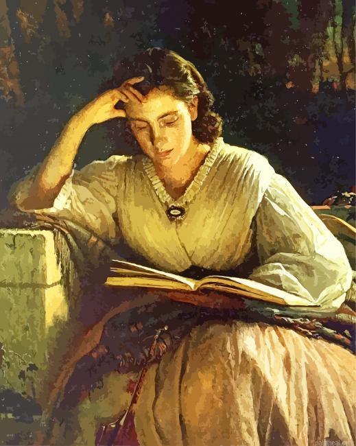 Woman reading painting by numbers.jpeg